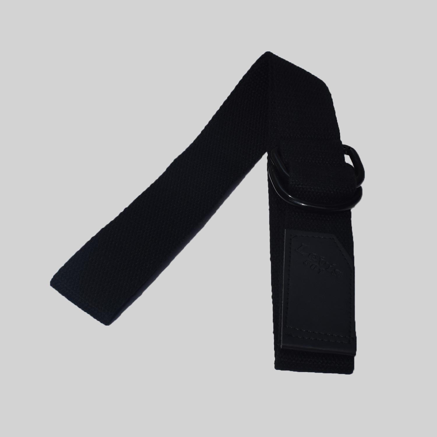 Black Color Breathable Polyester Fabric Belt with Double D-Ring Style Metal Buckle
