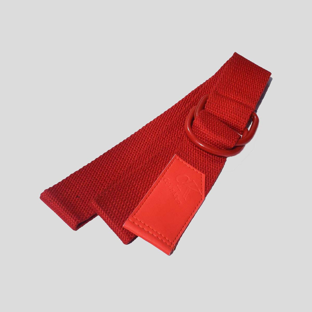 Red Color Breathable Polyester Fabric Belt with Double D-Ring Style Metal Buckle - Image 2