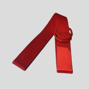 Red Color Breathable Polyester Fabric Belt with Double D-Ring Style Metal Buckle