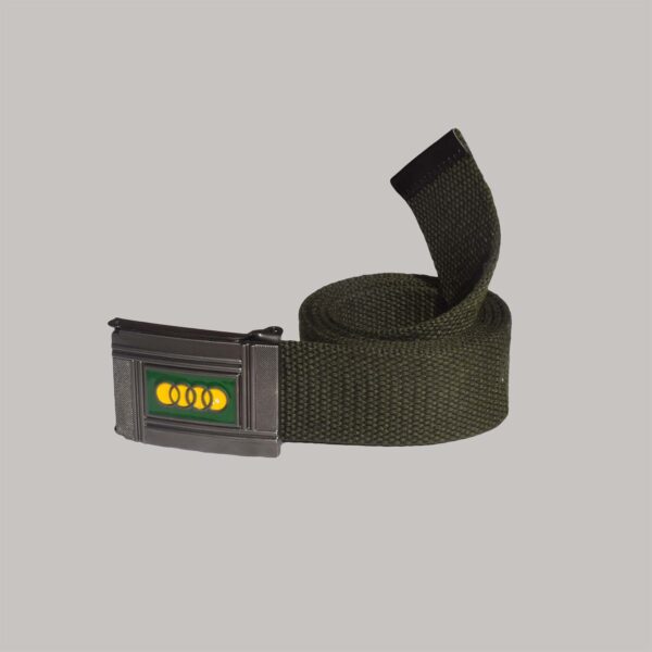 Breathable Polyester Fabric Lightweight Webbed Design Olive Green Color Belt With Metal Buckle For Men - Image 2