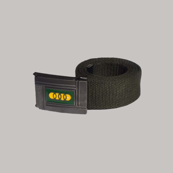 Breathable Polyester Fabric Lightweight Webbed Design Olive Green Color Belt With Metal Buckle For Men