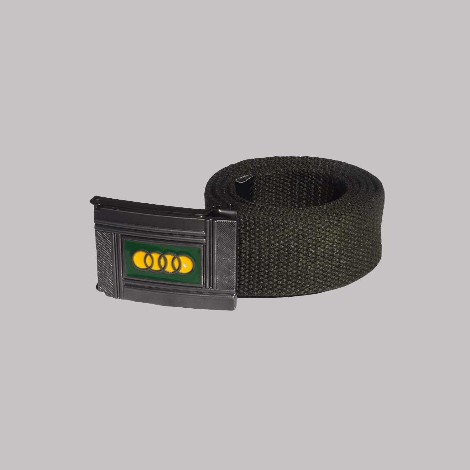 Lightweight Webbed Design Black Color Breathable Polyester Fabric Belt With Metal Buckle