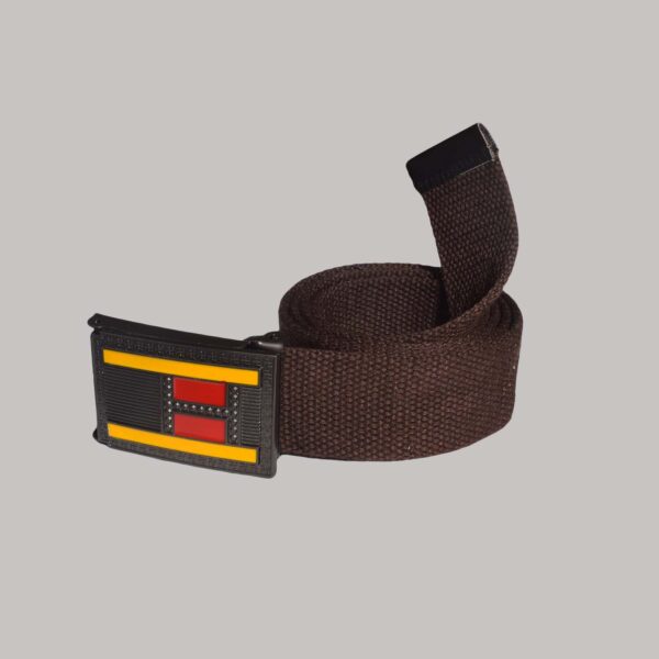 Breathable Polyester Fabric Lightweight Webbed Design Maroon Color Belt With Metal Buckle For Men - Image 2