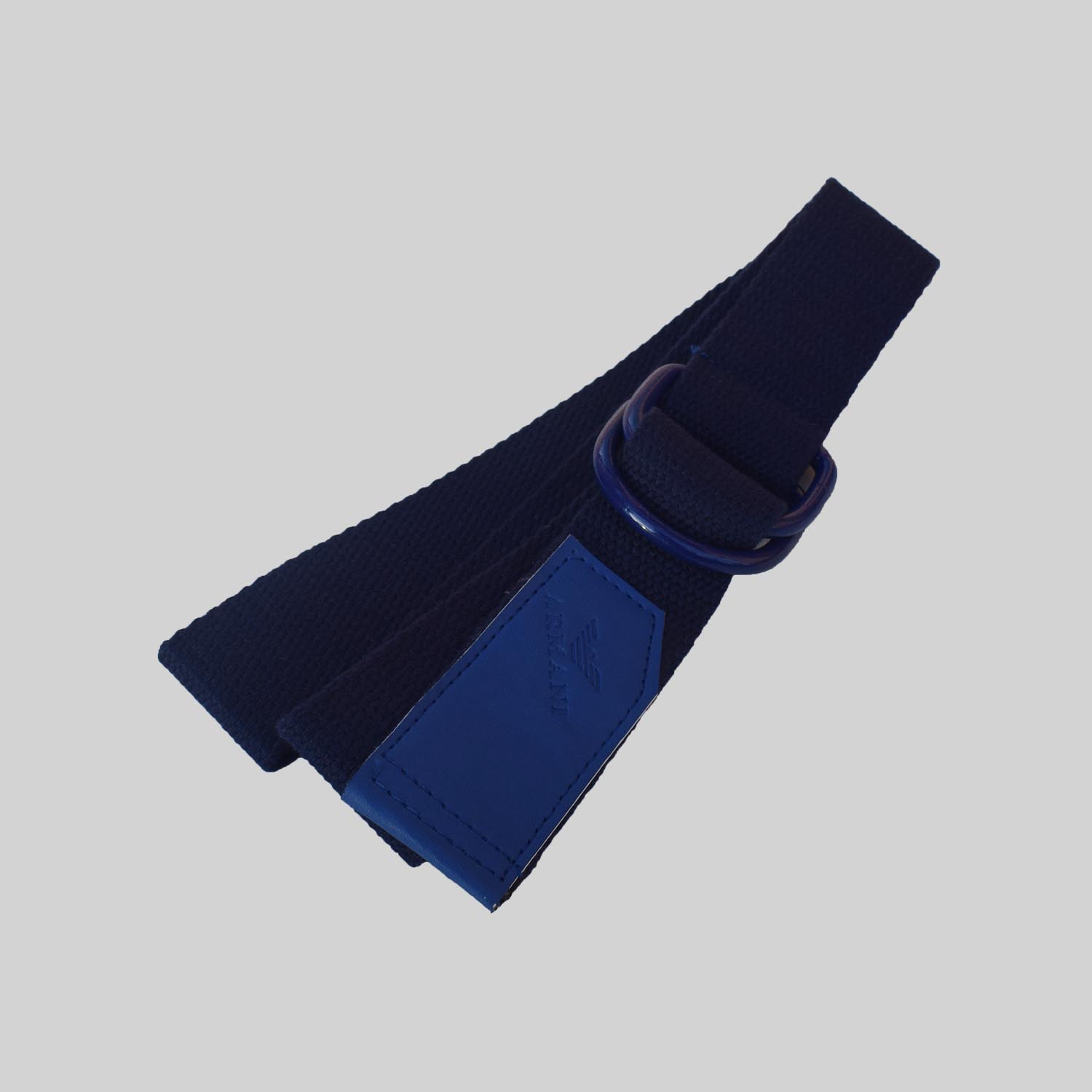 Dark Blue Color Breathable Polyester Fabric Belt with Double D-Ring Style Metal Buckle - Image 2
